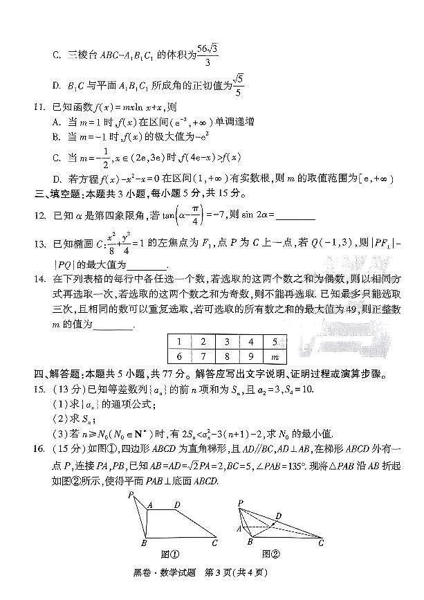 2025年高三数学高考模拟试卷《黑白卷-原创押题卷》数学试题（黑卷）及其答案第3页