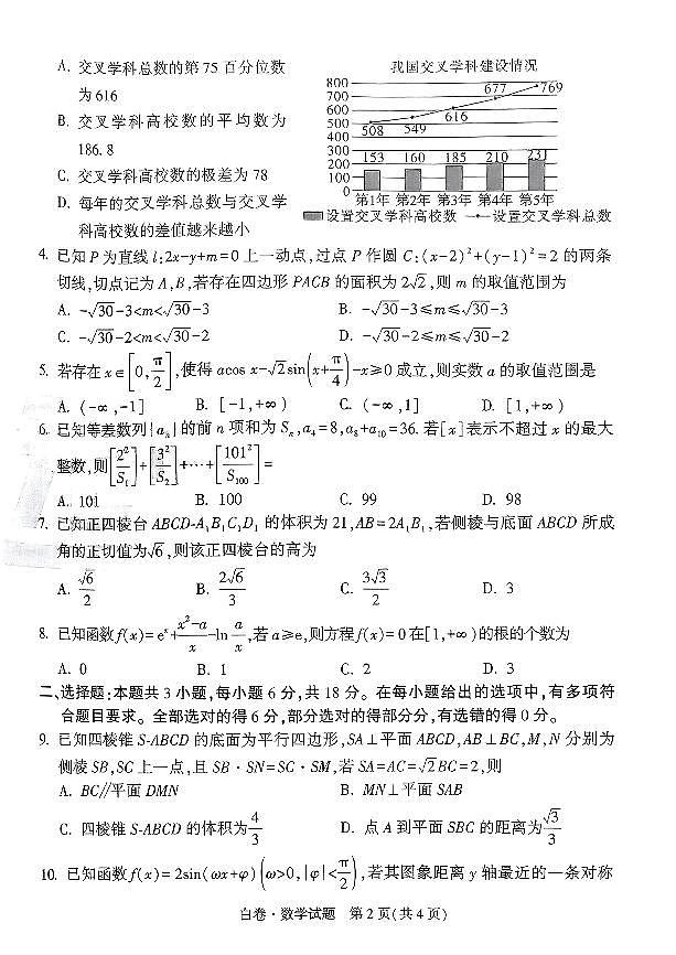 2025年高三数学高考模拟试卷《黑白卷-原创押题卷》数学试题（白卷）及其答案第2页