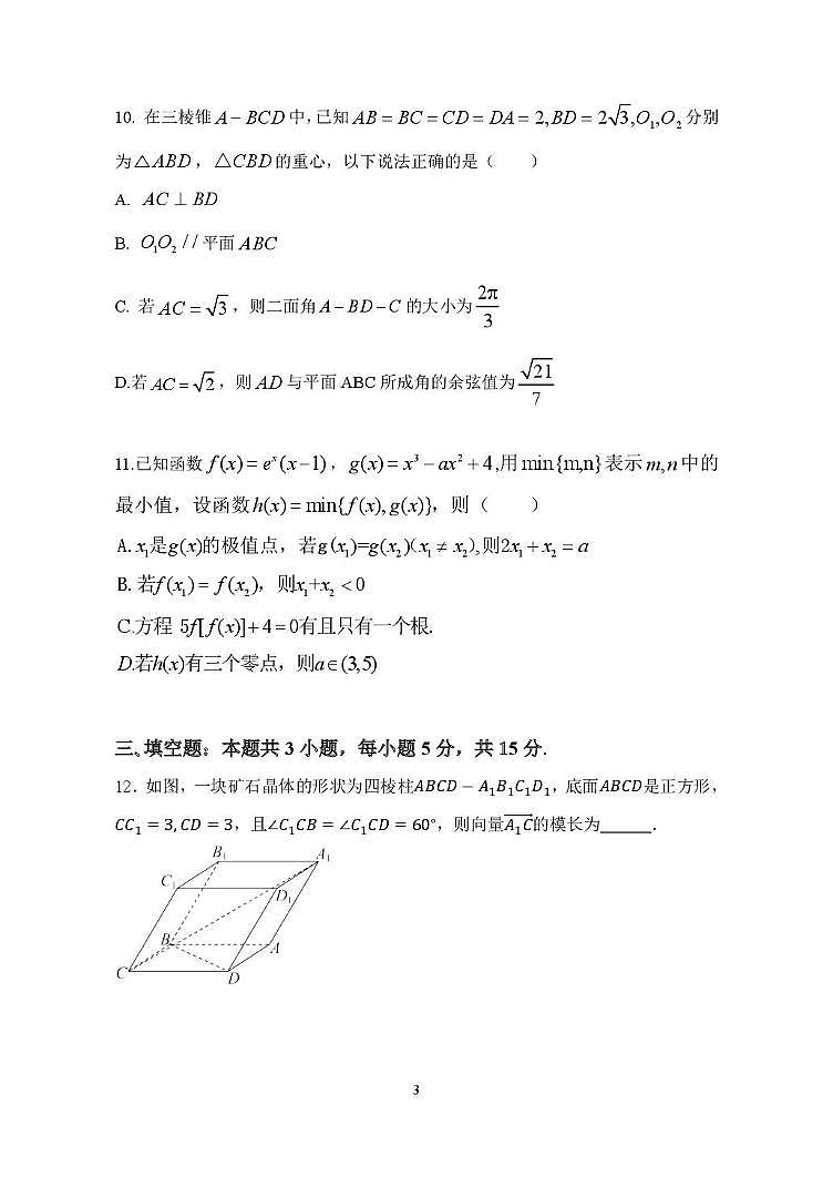 沈阳二中25届高三第六次模拟考试数学题及答案 沈阳二中25届高三第六次模拟考试数学题第3页