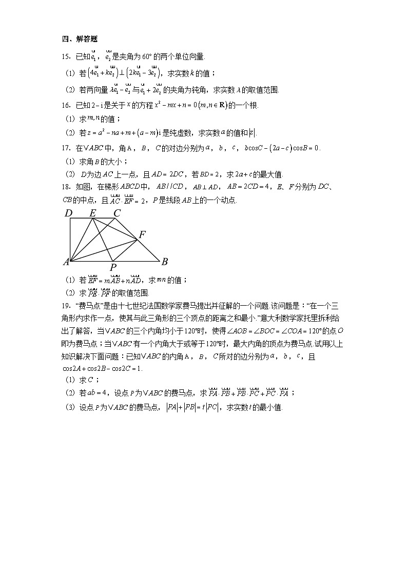 黑龙江省绥化市青冈县哈尔滨师范大学青冈实验中学校2024—2025学年度高一下学期4月份考试 数学试题（含解析）第3页