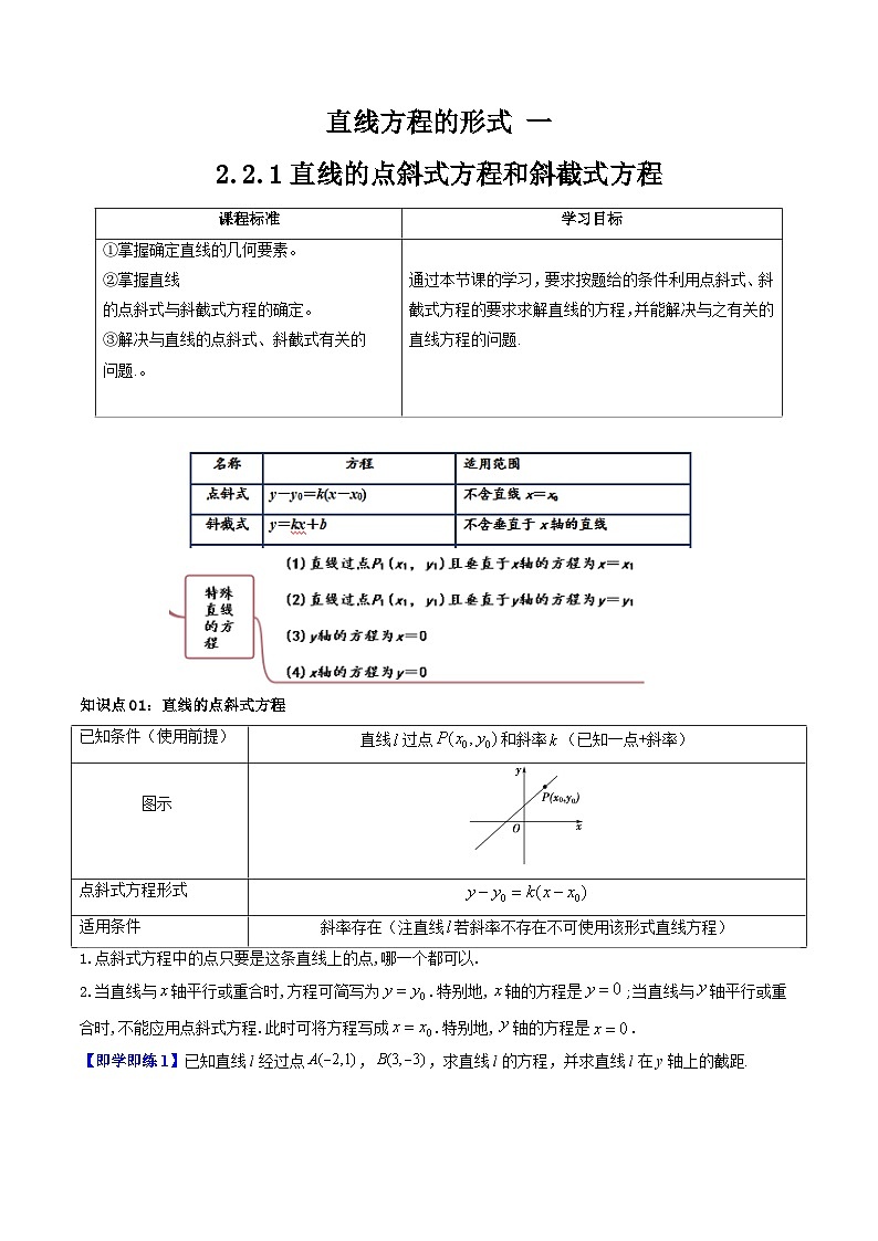 (暑期班)2025年高二数学暑假讲义第06讲 直线方程的形式 一+课后练习+随堂检测（原卷版）第1页