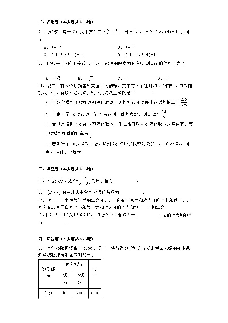山西省临汾市部分学校2023−2024学年高二下学期期末考试 数学试题（含解析）第2页