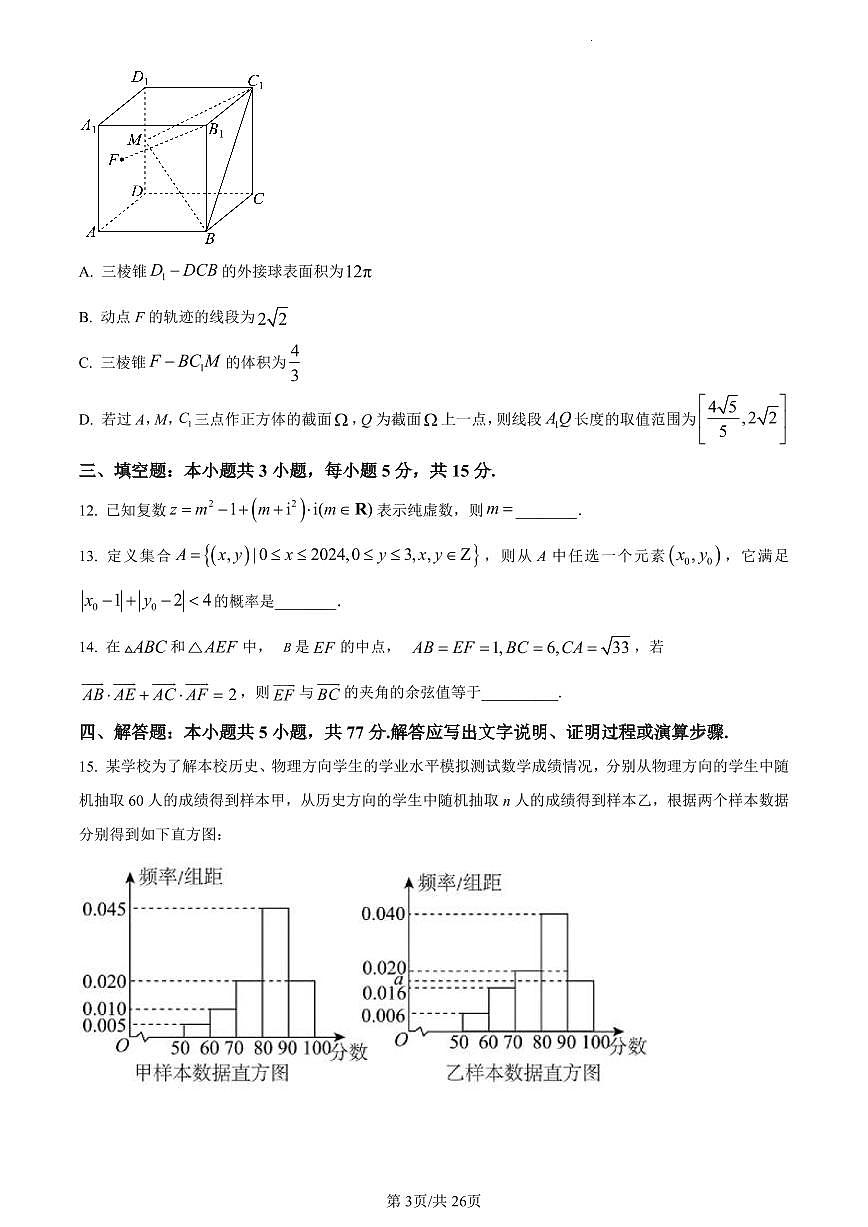 数学-湖北省武汉外国语学校2023-2024学年高一下学期期末考试试卷和解析第3页