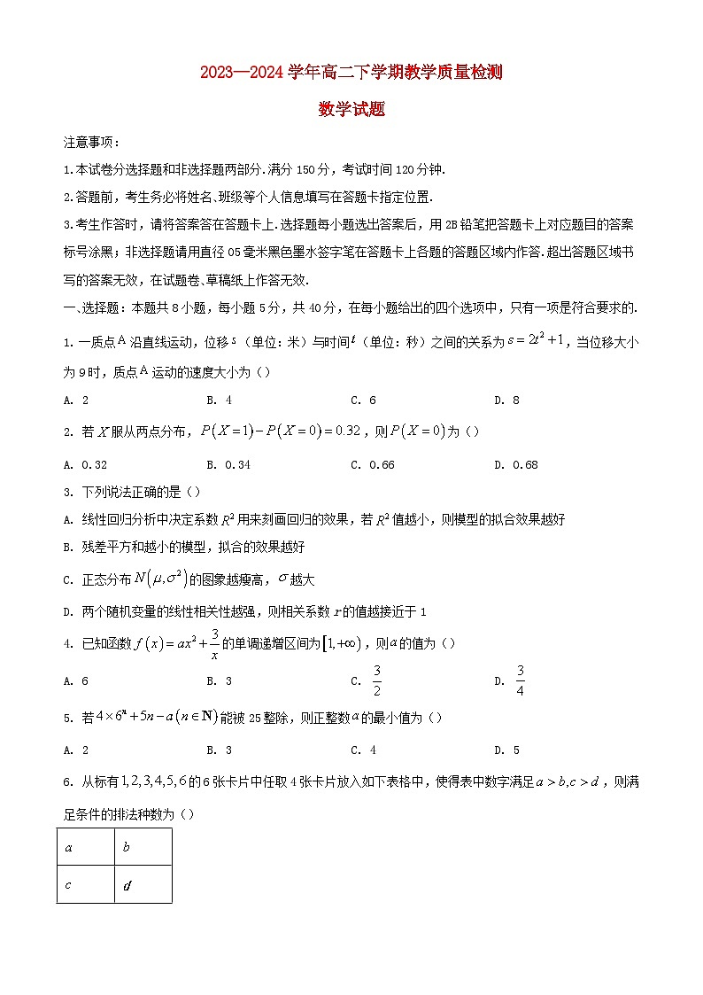 山东省菏泽市2023_2024学年高二数学下学期7月期末考试含解析第1页