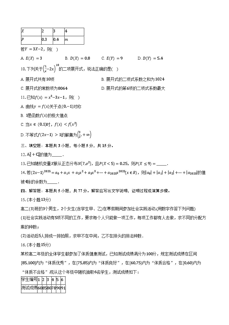 2024-2025学年河南省商丘市九师联盟高二下学期4月期中联考数学试卷（含答案）第2页