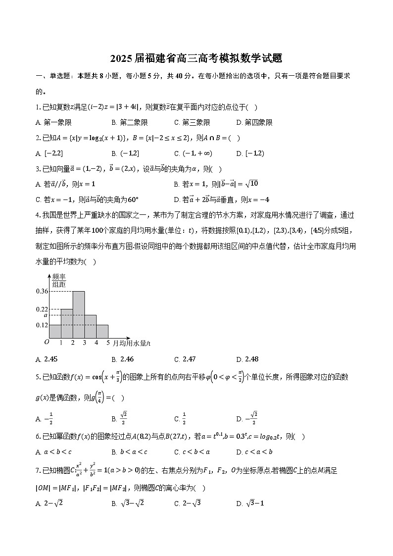福建省2025届高三高考模拟 数学试题（含解析）第1页