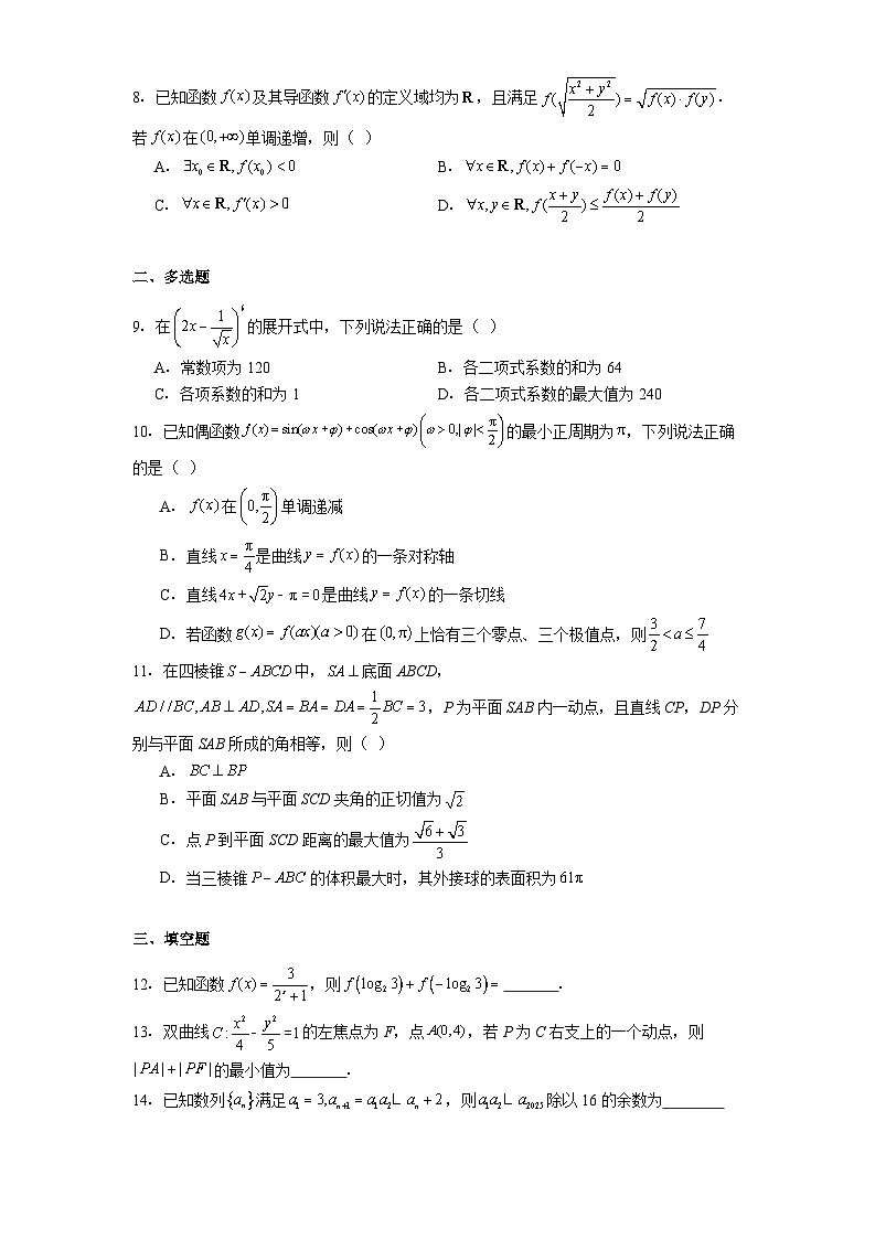 山东省济南市2025届高三高考针对性训练（三模） 数学试题（含解析）第2页