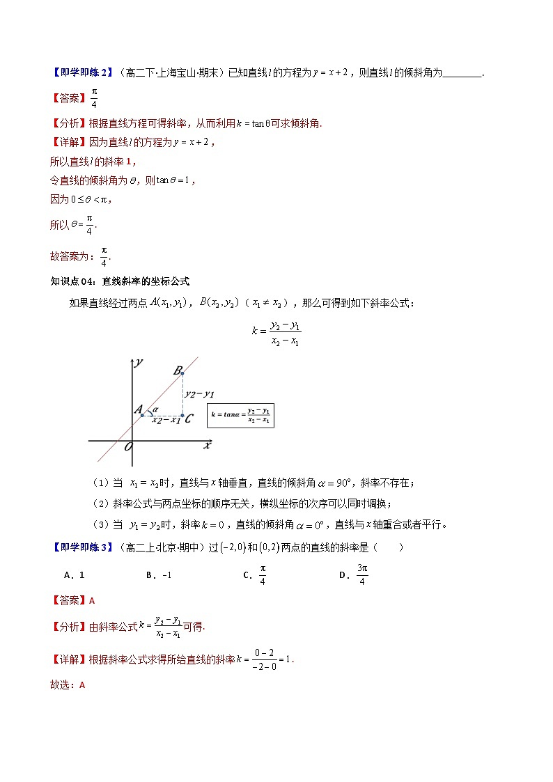 第01讲 2.1.1倾斜角与斜率（知识清单+9类热点题型讲练+分层强化训练）（解析版）第3页