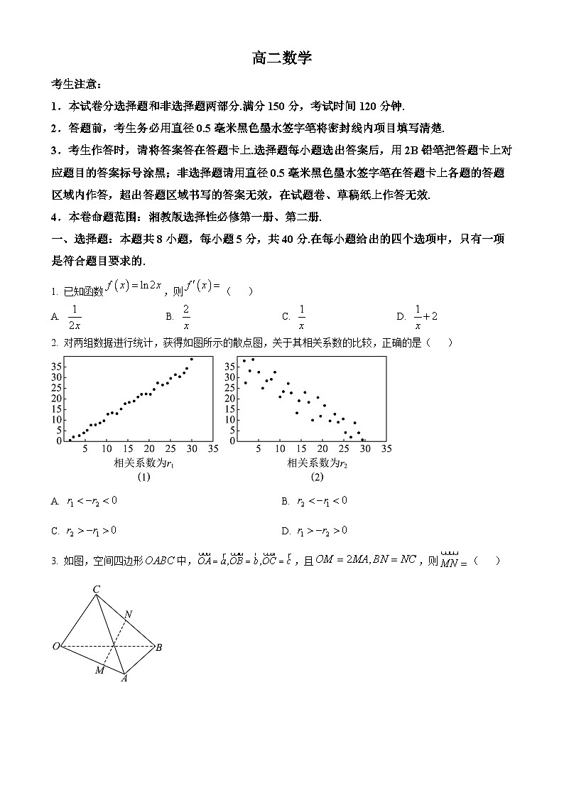 湖南省九师联盟22024-2025学年高二下学期5月联考数学试题第1页