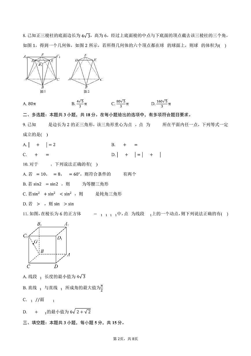 广西南宁市第二中学2024-2025学年高一（下）期中数学试卷（含答案）第2页