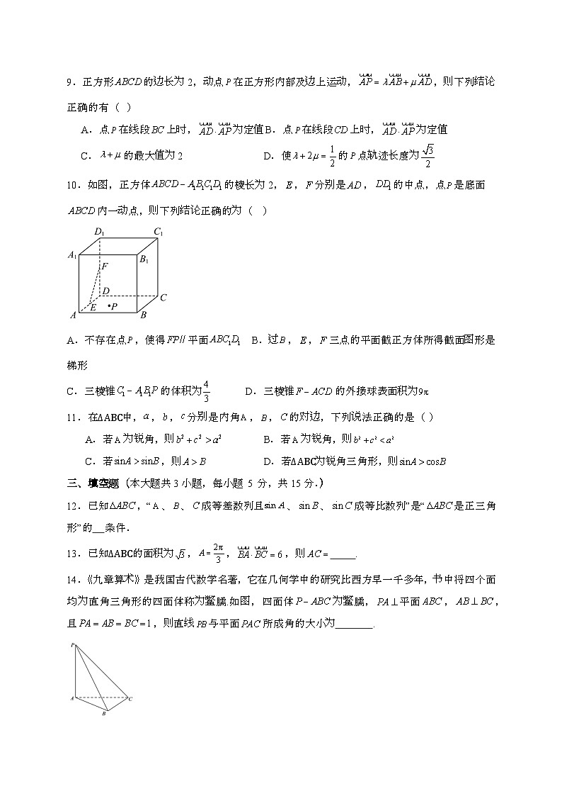 山东枣庄中区2024_2025学年高一下册5月月考数学试卷[附解析]第2页