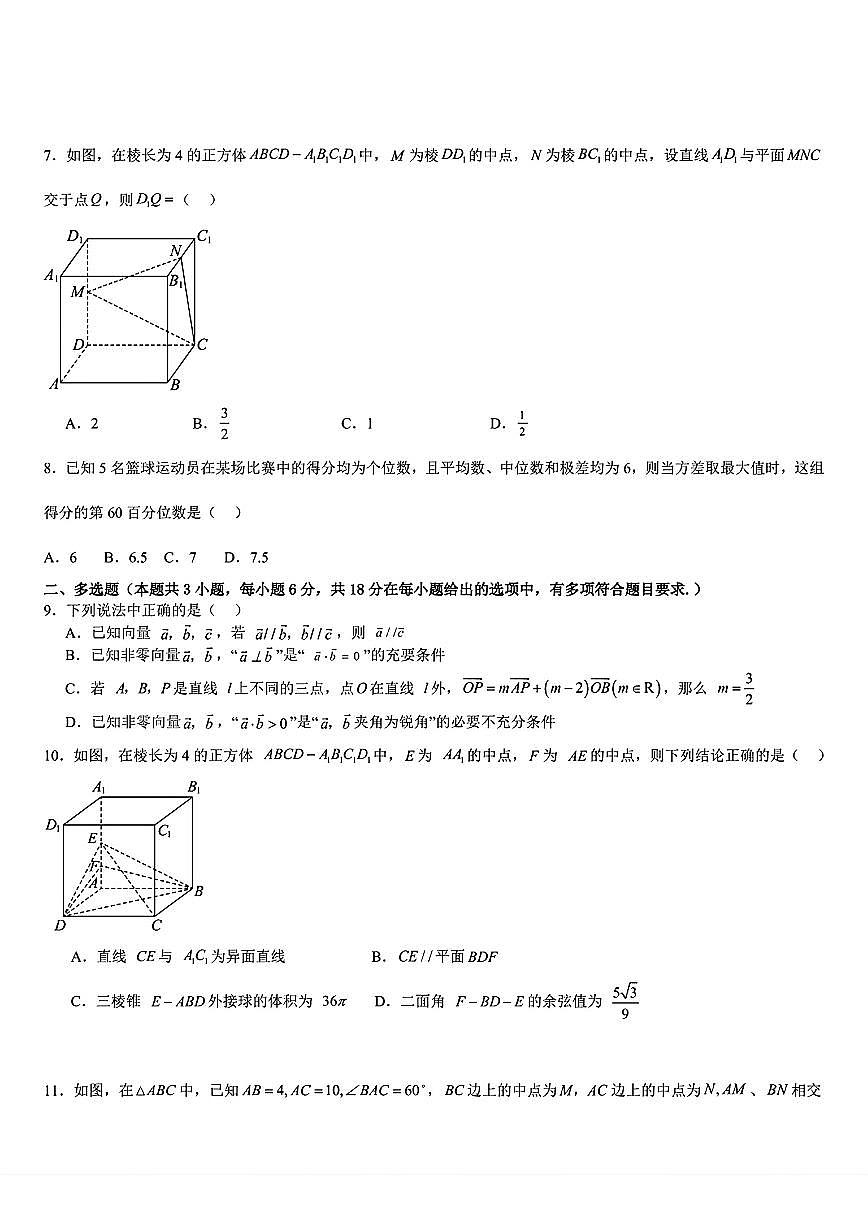 福建龙岩一中2024-2025学年高一下学期第二次月考数学试题+答案第2页