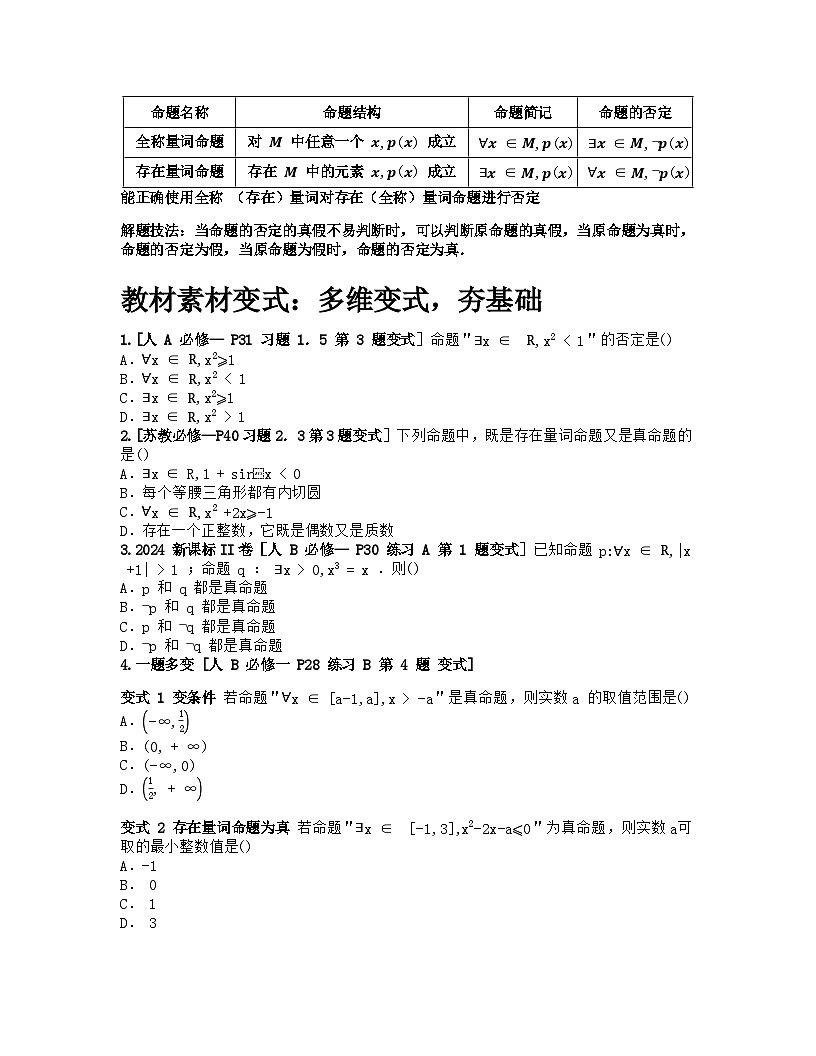 2026届高考一轮复习基础练数学第一章 集合、常用逻辑用语与不等式（第2节 常用逻辑用语）第3页