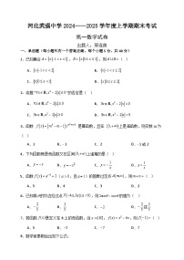 河北省衡水市武强中学2024-2025学年高一年级上学期期末考试数学试卷