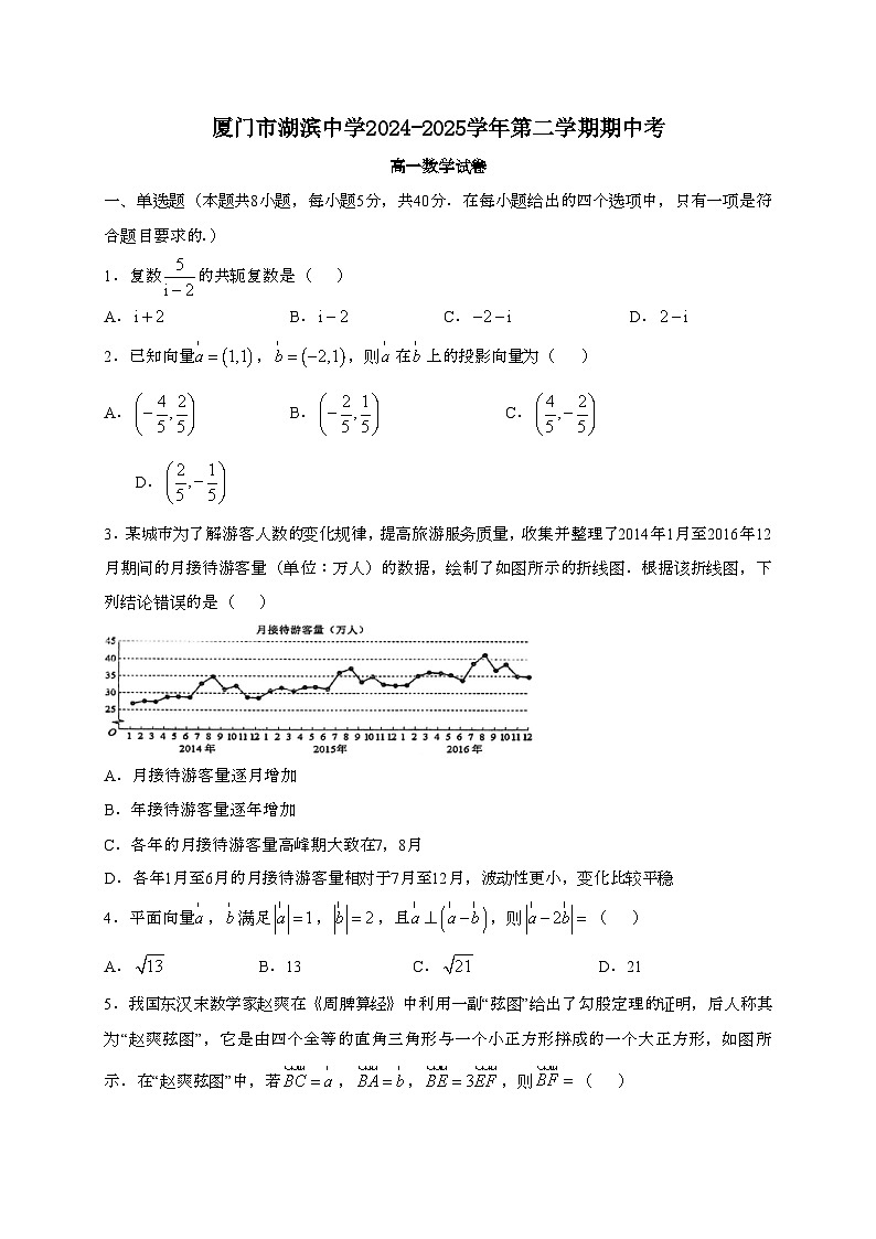 福建厦门市湖滨中学2024~2025学年高一下册期中考试数学试题第1页