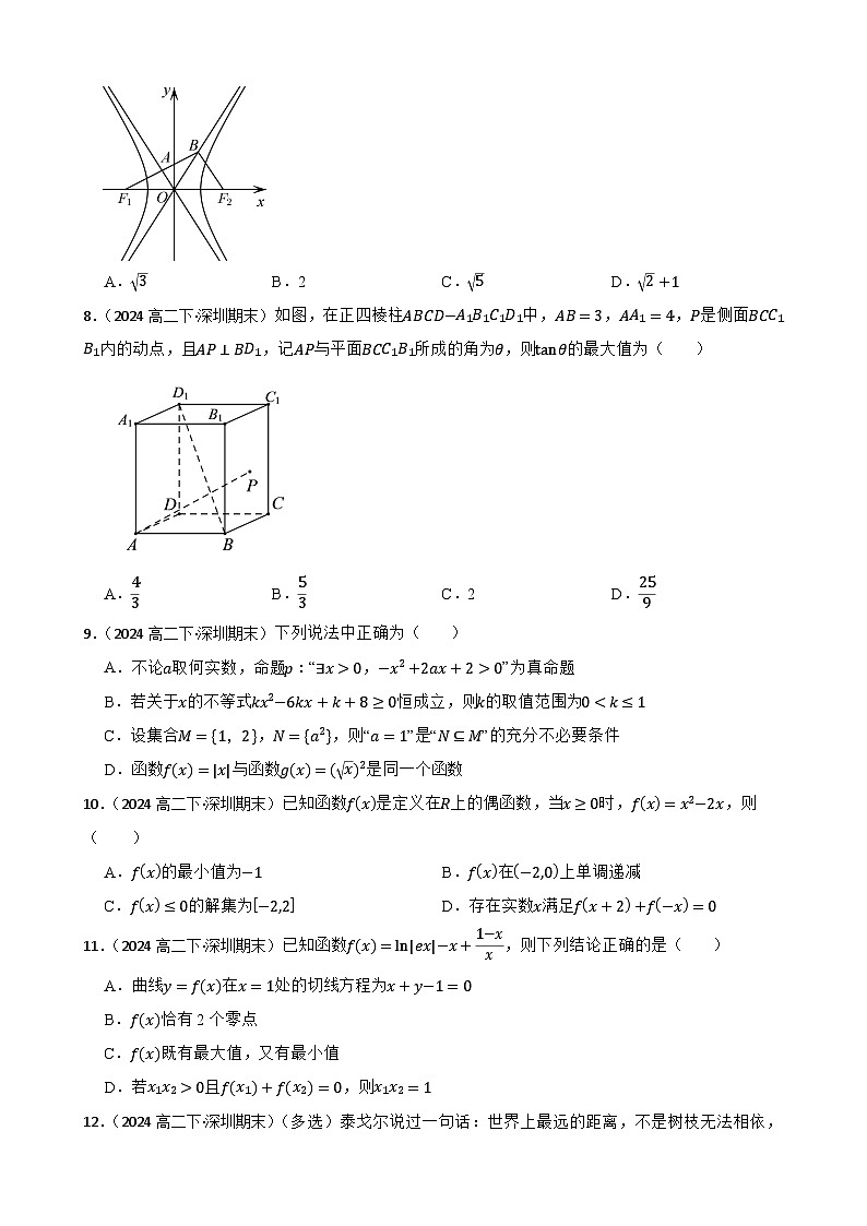 广东省深圳市北京师范大学南山附属学校2023-2024学年高二下学期期末考试数学试卷(学生版)第2页
