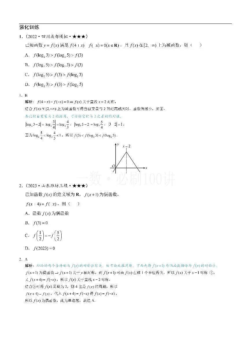 第3节 抽象函数问题（习题册+答案册）第1页