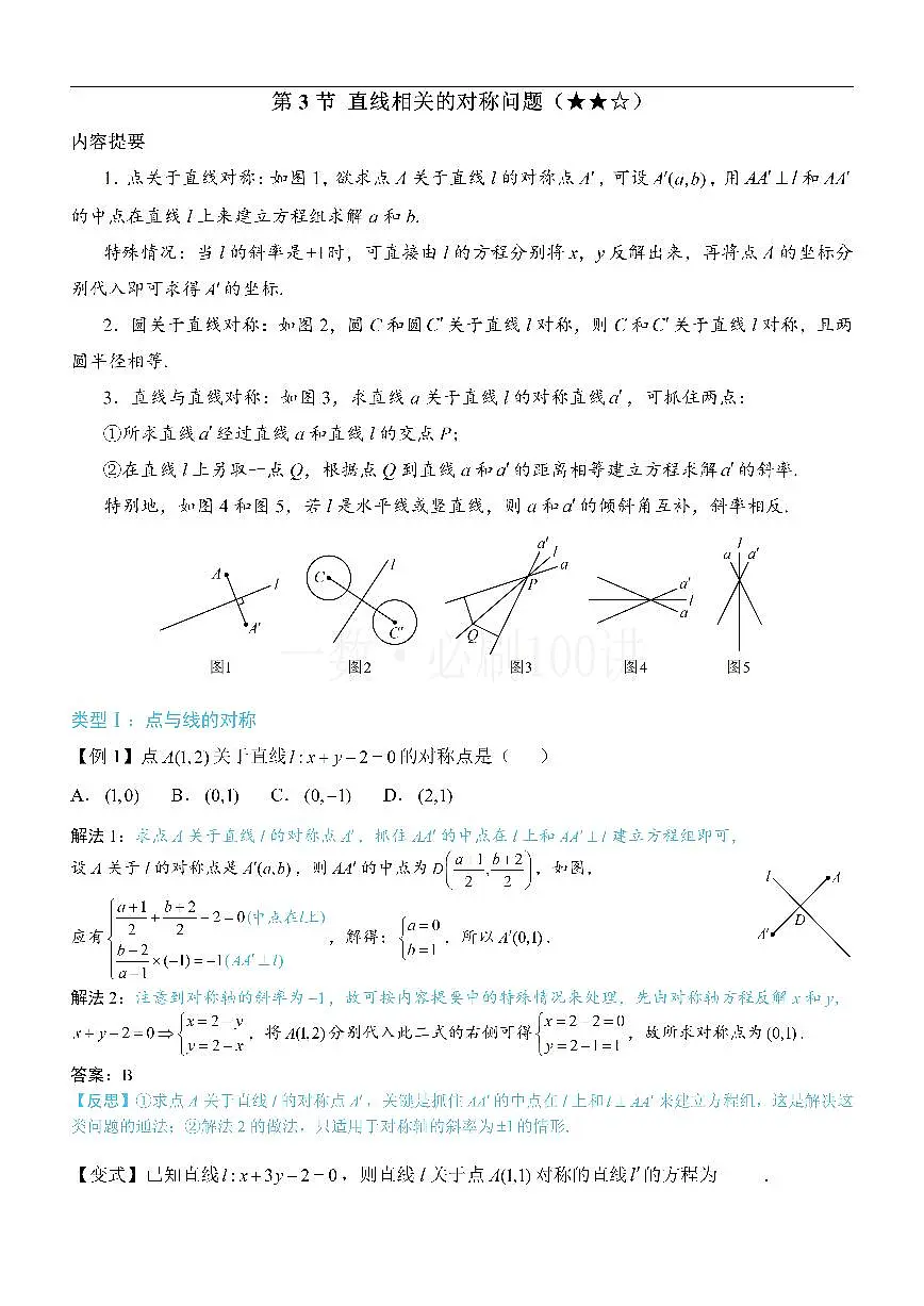 第3节 直线相关的对称问题（方法册+习题册）第1页
