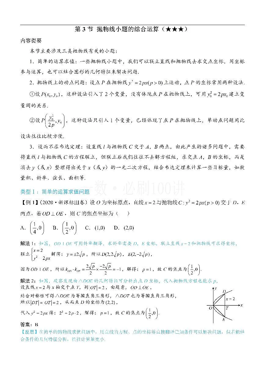 第3节 抛物线小题的综合运算（方法册+习题册）第1页