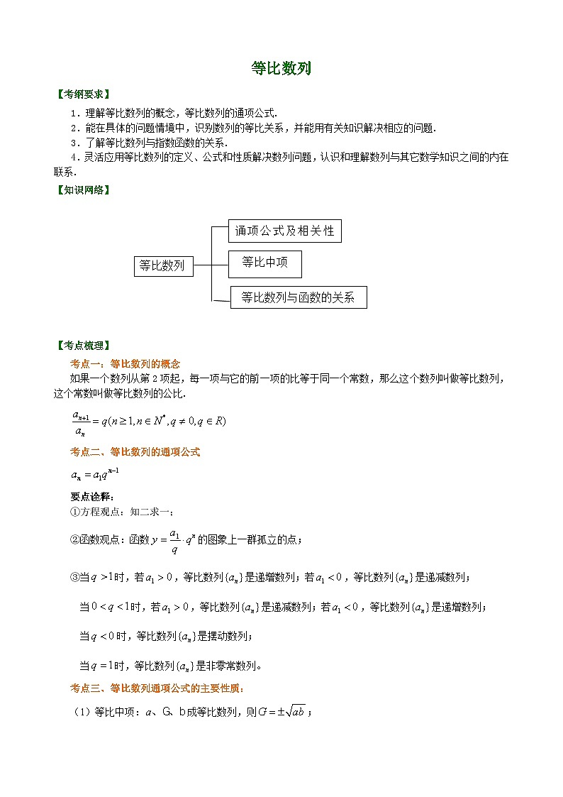 （通用）2026高考数学重难点讲练－等比数列+巩固练习（附解析）第1页