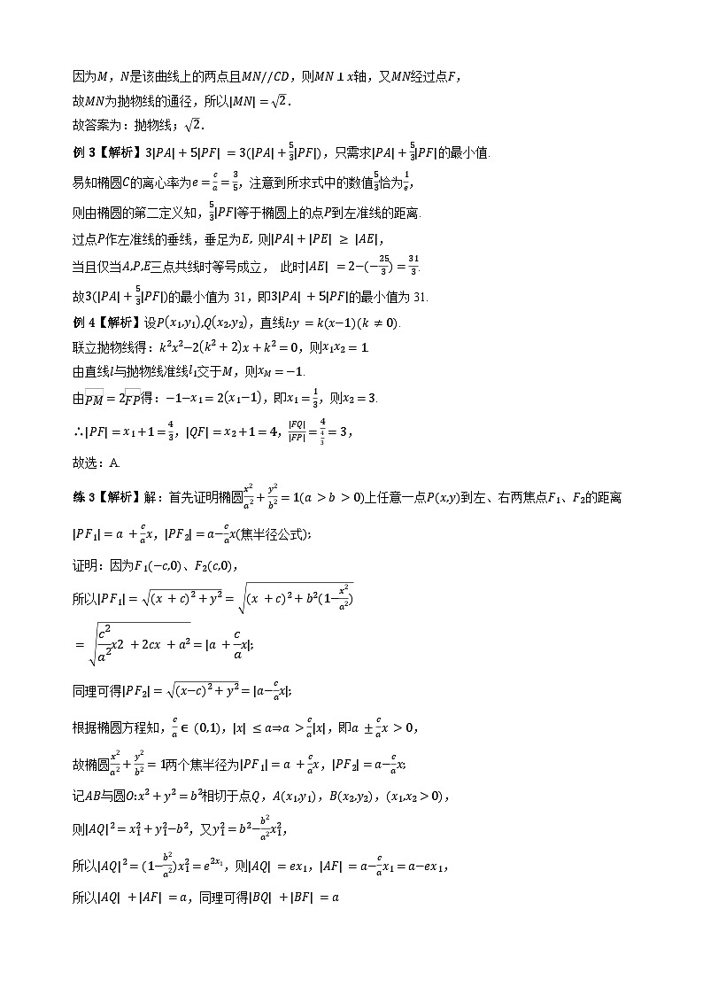 专题12圆锥曲线的统一定义（学生版答案解析）第2页