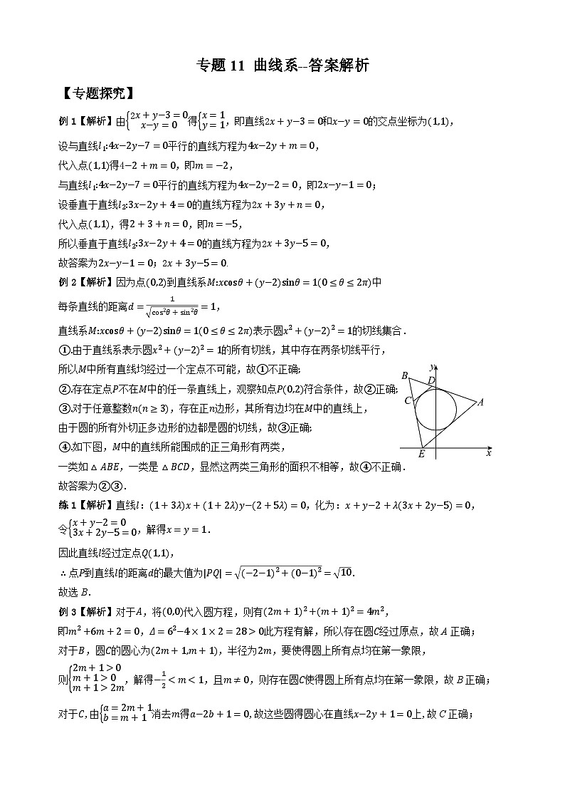 专题11 曲线系（学生版答案解析）第1页