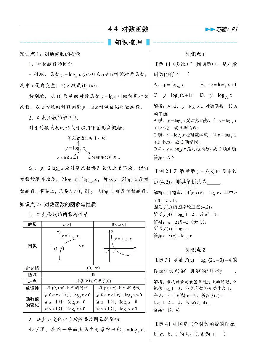 第4节 对数函数（方法册+习题册）第1页