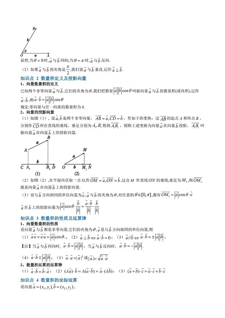 复习03 向量数量积运算及应用(七大考点)(解析版)第2页