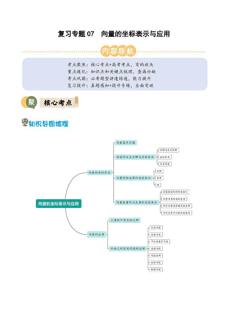 复习专题07  向量的坐标表示与应用(原卷版)第1页