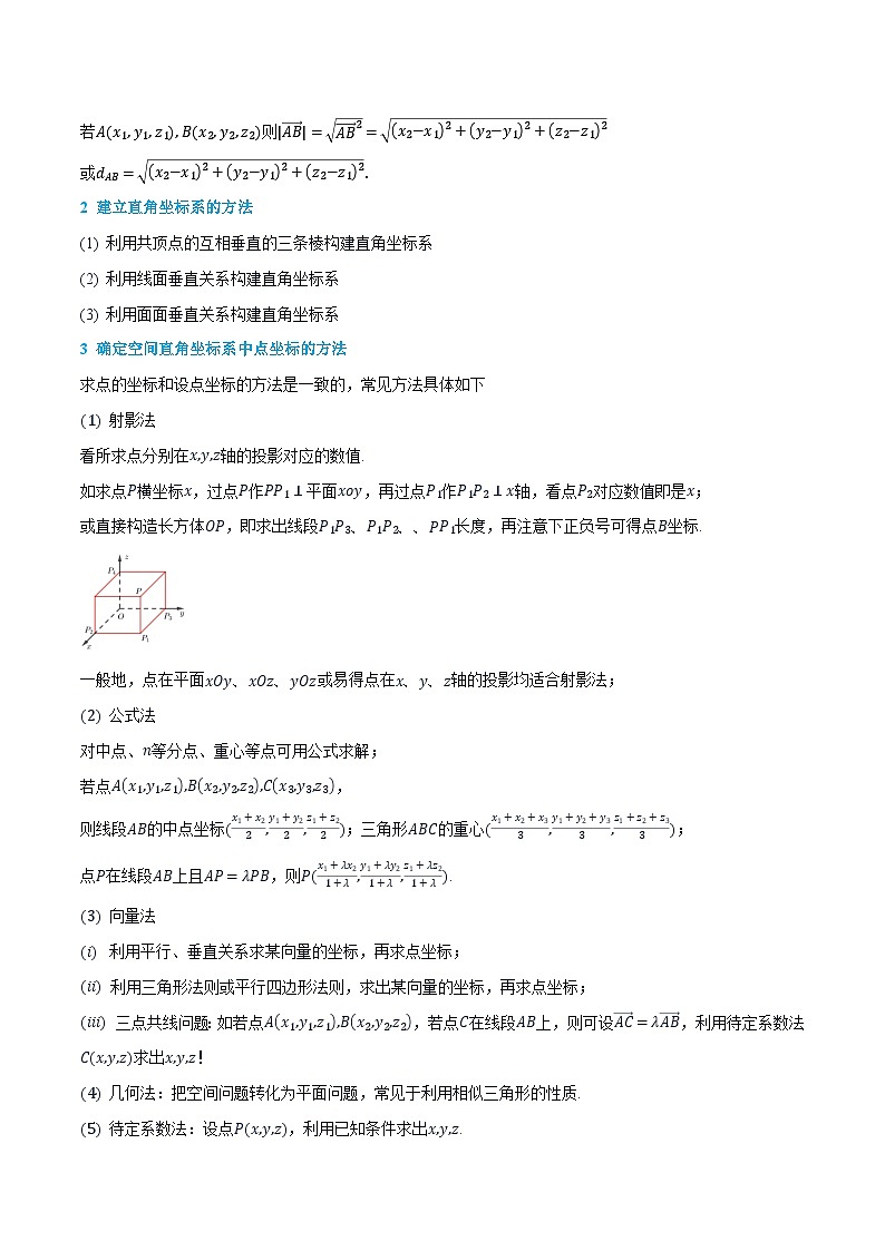 人教A版选择性必修第一册高二数学上册同步题型专练 第04讲 建立空间直角坐标系和确定点坐标的方法（解析版）第2页