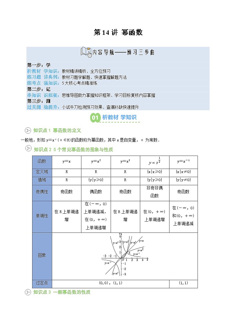 第14讲 幂函数（解析版）第1页