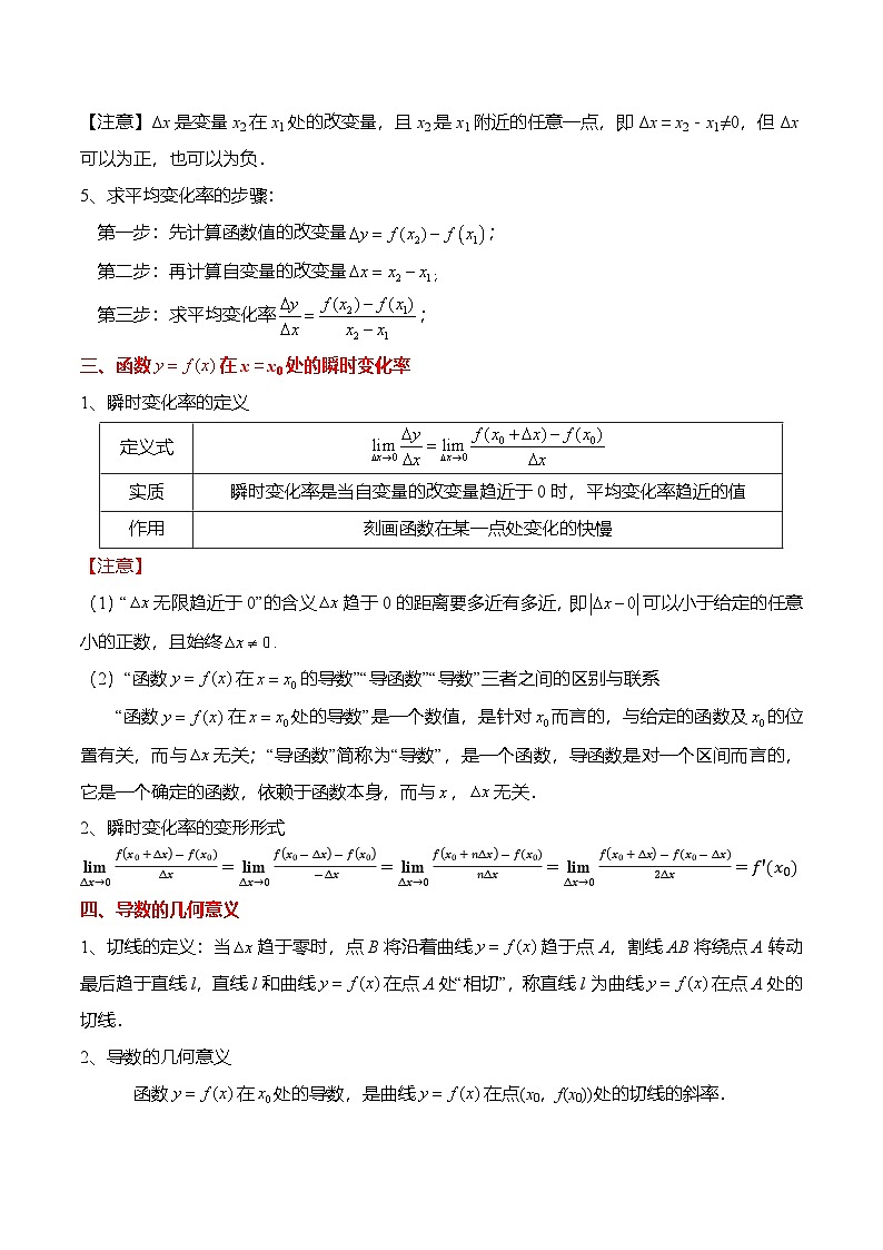 5.1 导数的概念及其意义（精讲）（原卷版）第2页