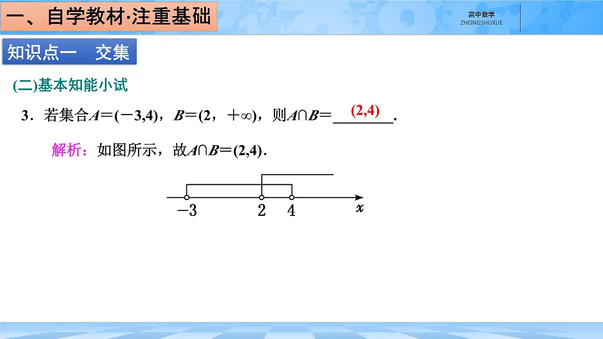 人教B版高中数学必修1 1-1-3《集合的基本运算---第一课时交集与并集》课件第6页