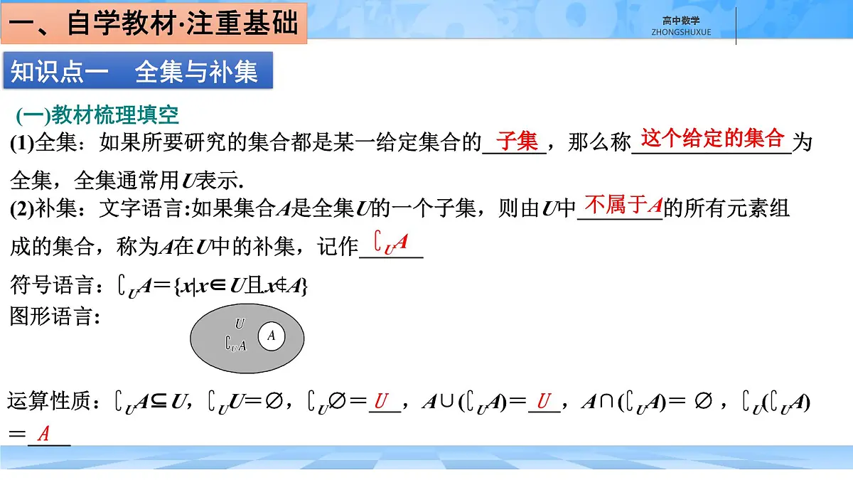 人教B版高中数学必修1 1-1-3《集合的基本运算---第二课时补集及集合运算的综合》课件第4页
