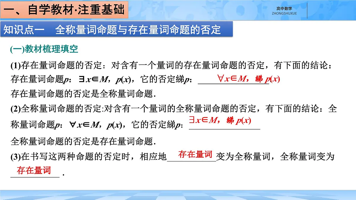 人教B版高中数学必修1 1-2-2《全称量词命题与存在量词命题的否定》课件第4页