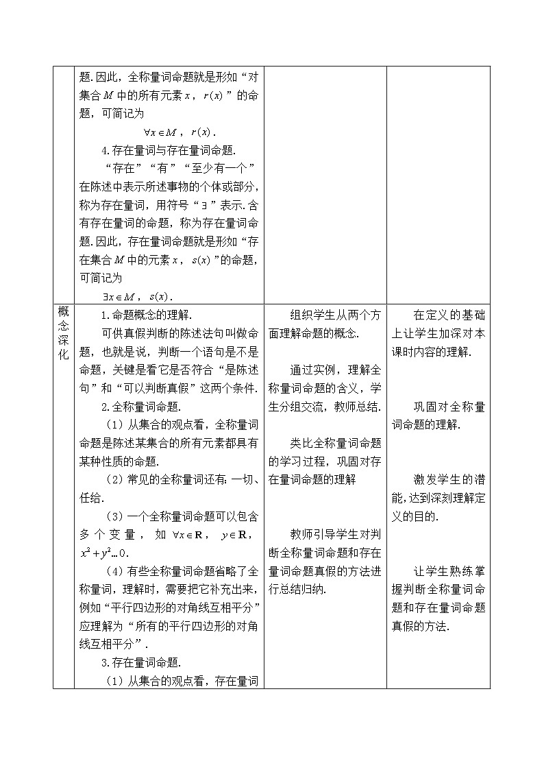 人教B版高中数学必修1 1-2-2《命题与量词》教学设计第2页
