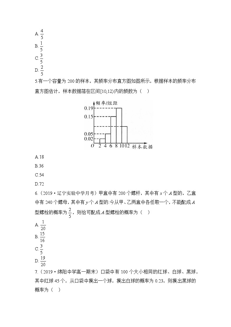 人教B版高中数学必修2 第五章《统计与概率》综合检测题 含答案第2页