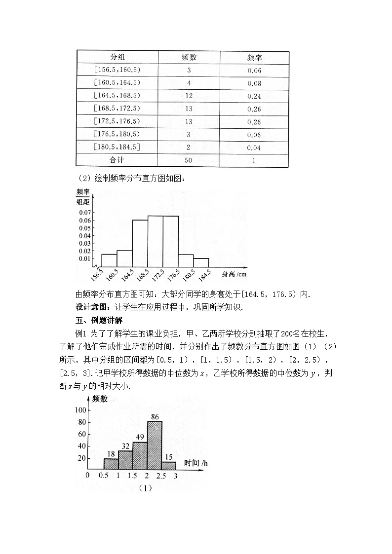 人教B版高中数学必修2 5-1-3《频数分布直方图与频率分布直方图》教学设计第3页