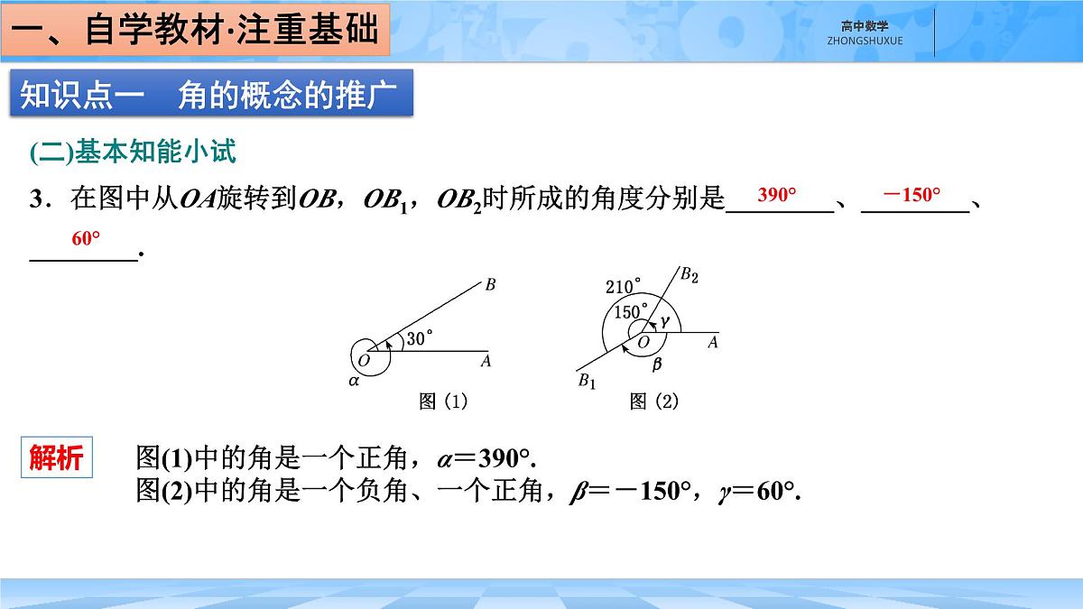 人教B版高中数学必修3 7-1-1《角的推广》 课件第7页