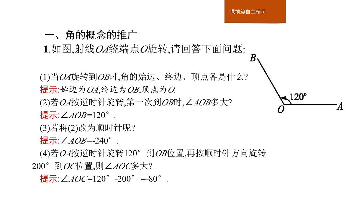 人教B版高中数学必修3 7-1-1角的推广 课件第3页