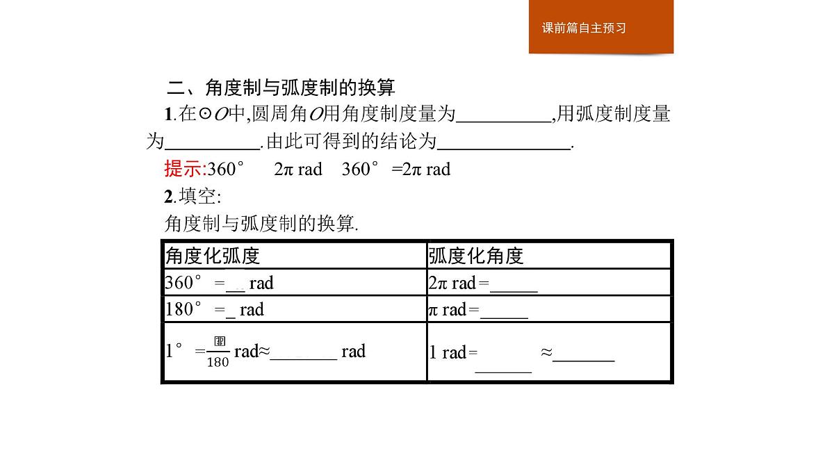 人教B版高中数学必修3 7-1-2　弧度制及其与角度制的换算课件第6页