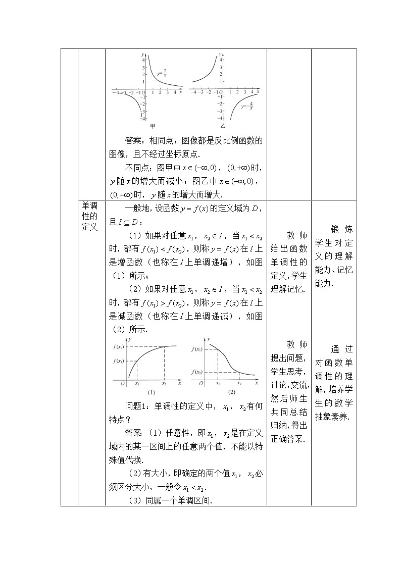 人教B版高中数学必修1 3-1-2《单调性的定义与证明》-教学设计第2页