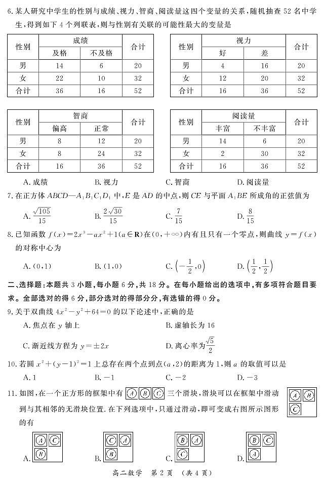 云南省昆明市2024-2025学年高二下学期期末质量检测数学试卷【含答案】第2页