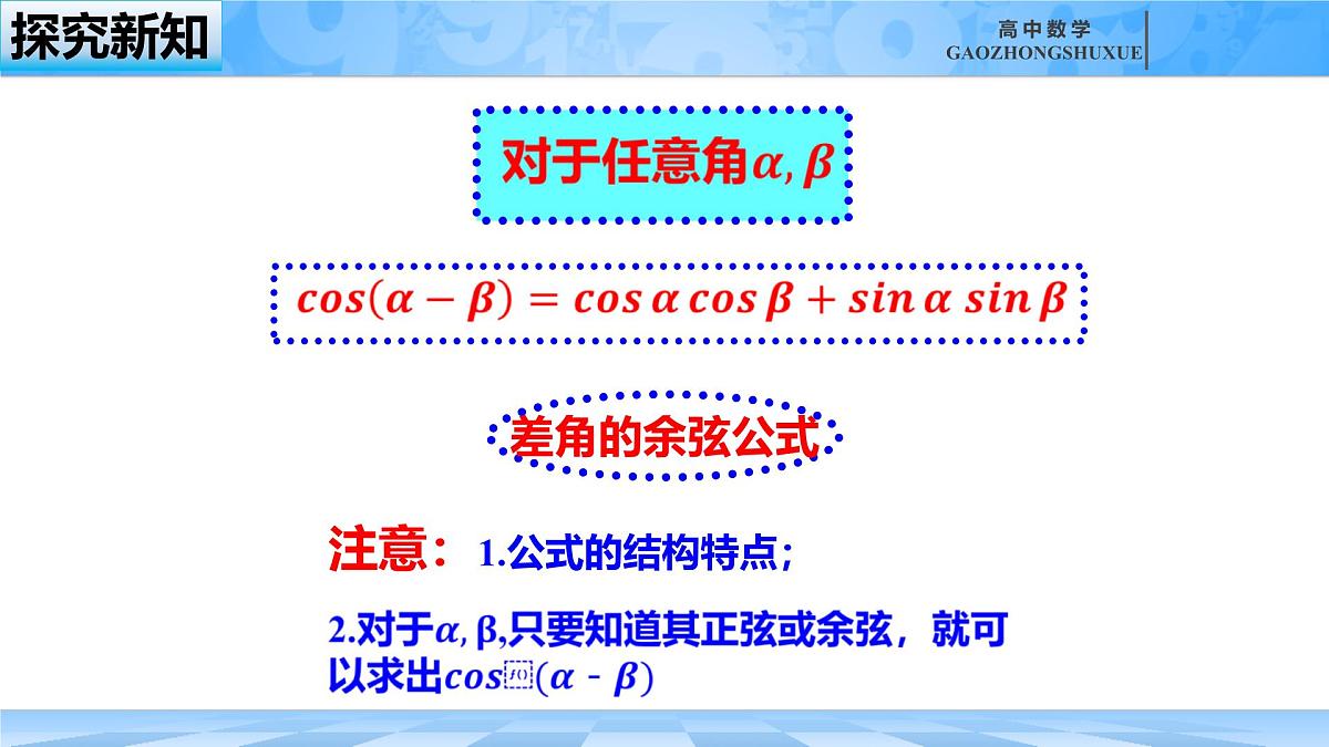 人教B版高中数学必修3 8-2-1《两角和与差的余弦》课件第8页