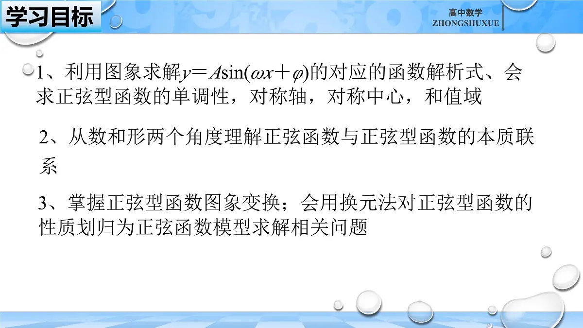 人教B版高中数学必修3 7-3-2《正弦型函数的性质与图形---第二课时》课件第4页