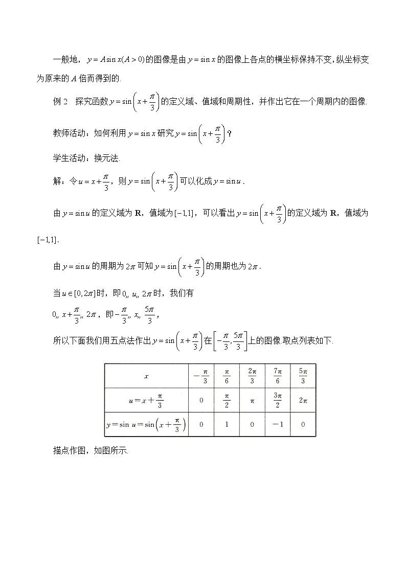 人教B版高中数学必修3 7-3-2《ω、φ、A分别对函数y＝Asin（ωx＋φ）的影响》 教学设计第3页