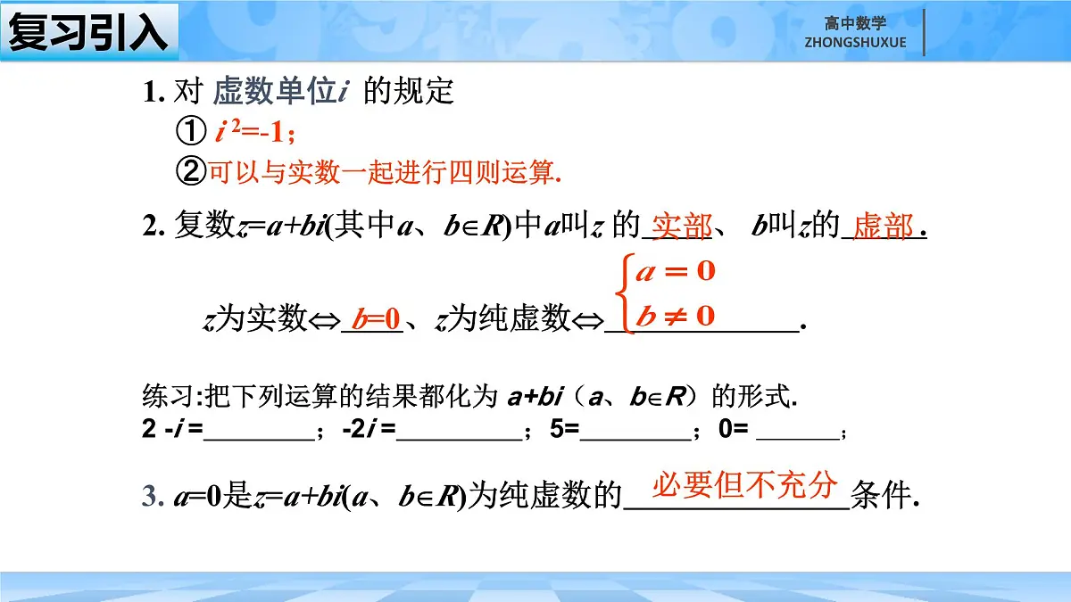 人教B版高中数学必修4 10-1-2《复数的几何意义》 课件第1页
