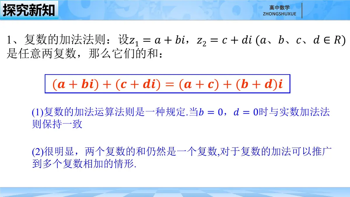 人教B版高中数学必修4 10-2-1《复数的加法与减法》 课件第5页