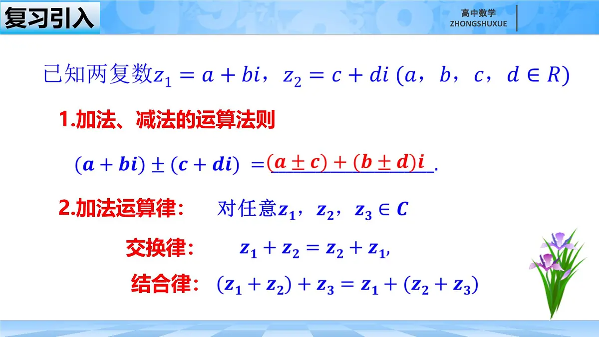 人教B版高中数学必修4 10-2-2《复数的乘法与除法》课件第1页