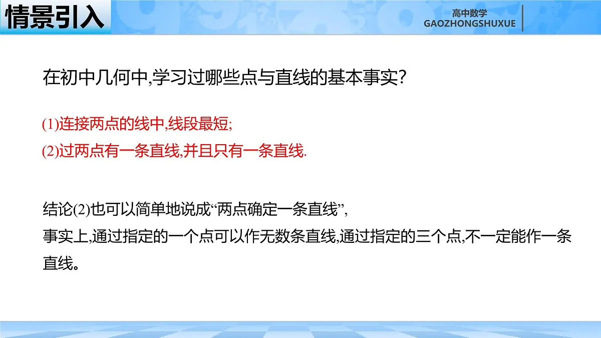 人教B版高中数学必修4 11-2《平面的基本事实与推论》 课件第4页